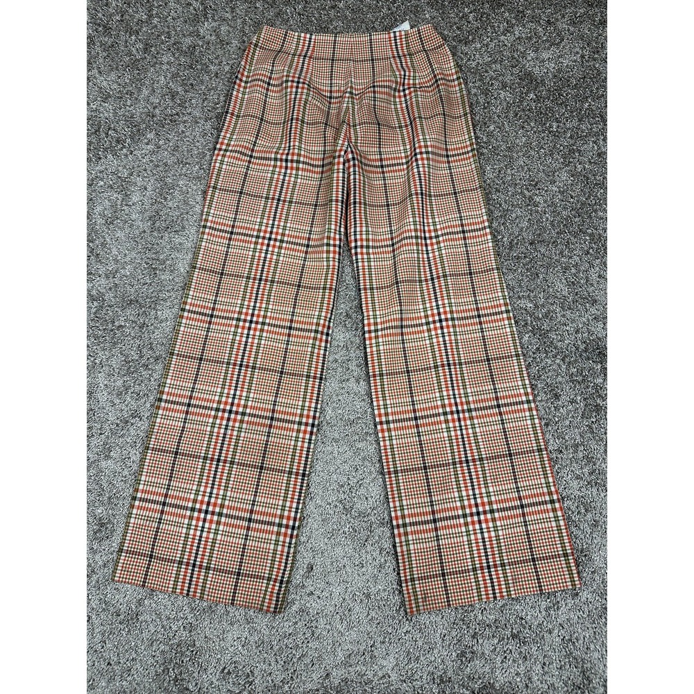 Vintage Bobbie‎ Brooks KoraTron Pants Womans M Plaid Flat Front USA Preppy 70s